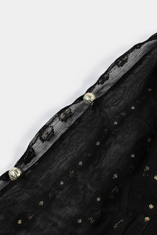 Girls Jacquard 3 Pcs Suit Manzil-BLACK