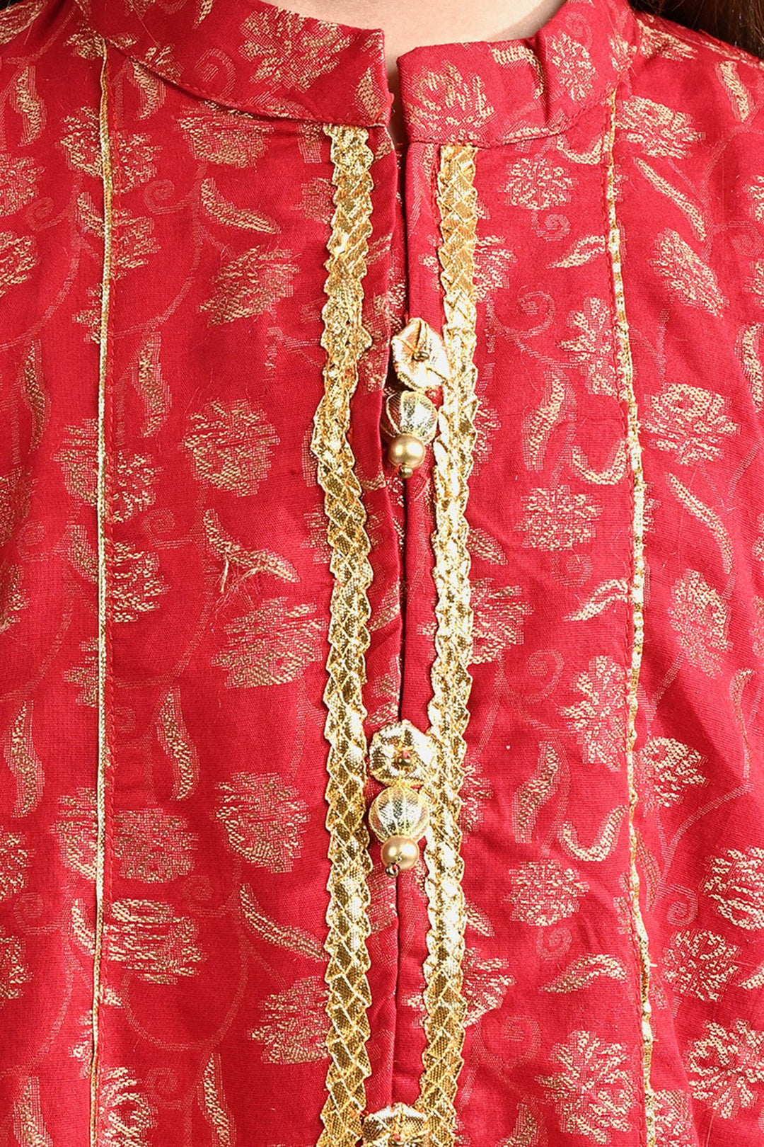 Girls Jacquard 3 Pcs Suit Gulistaan-Red