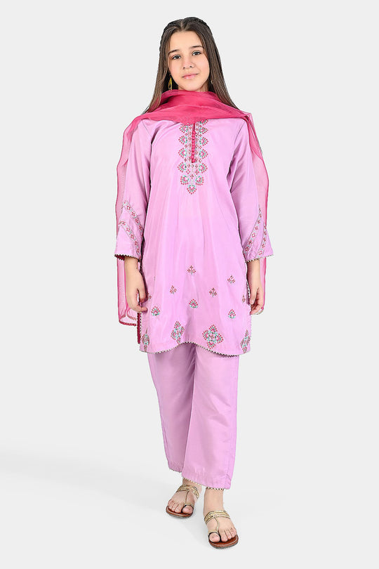 Girls Poly Cambric 3 Pcs Noor-E-Husn