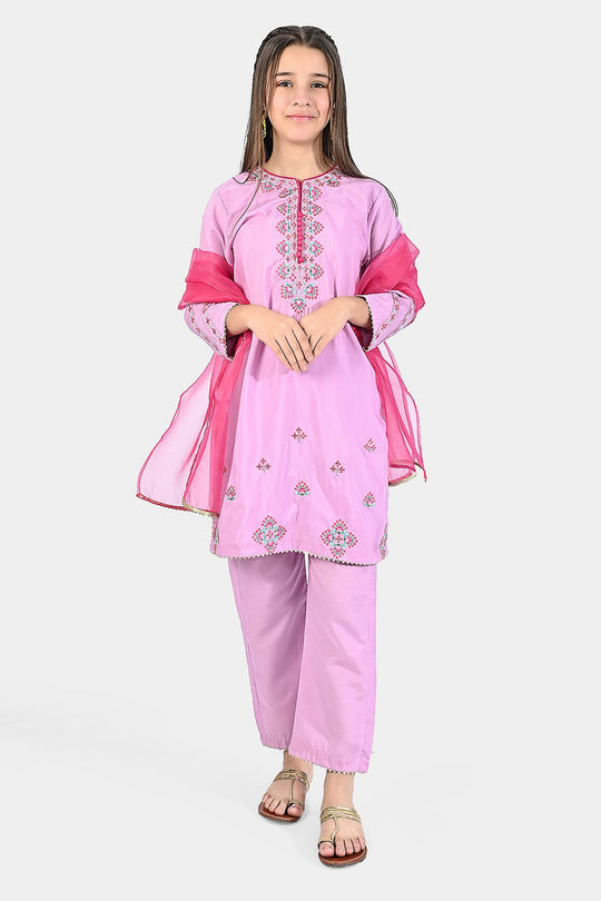 Girls Poly Cambric 3 Pcs Noor-E-Husn