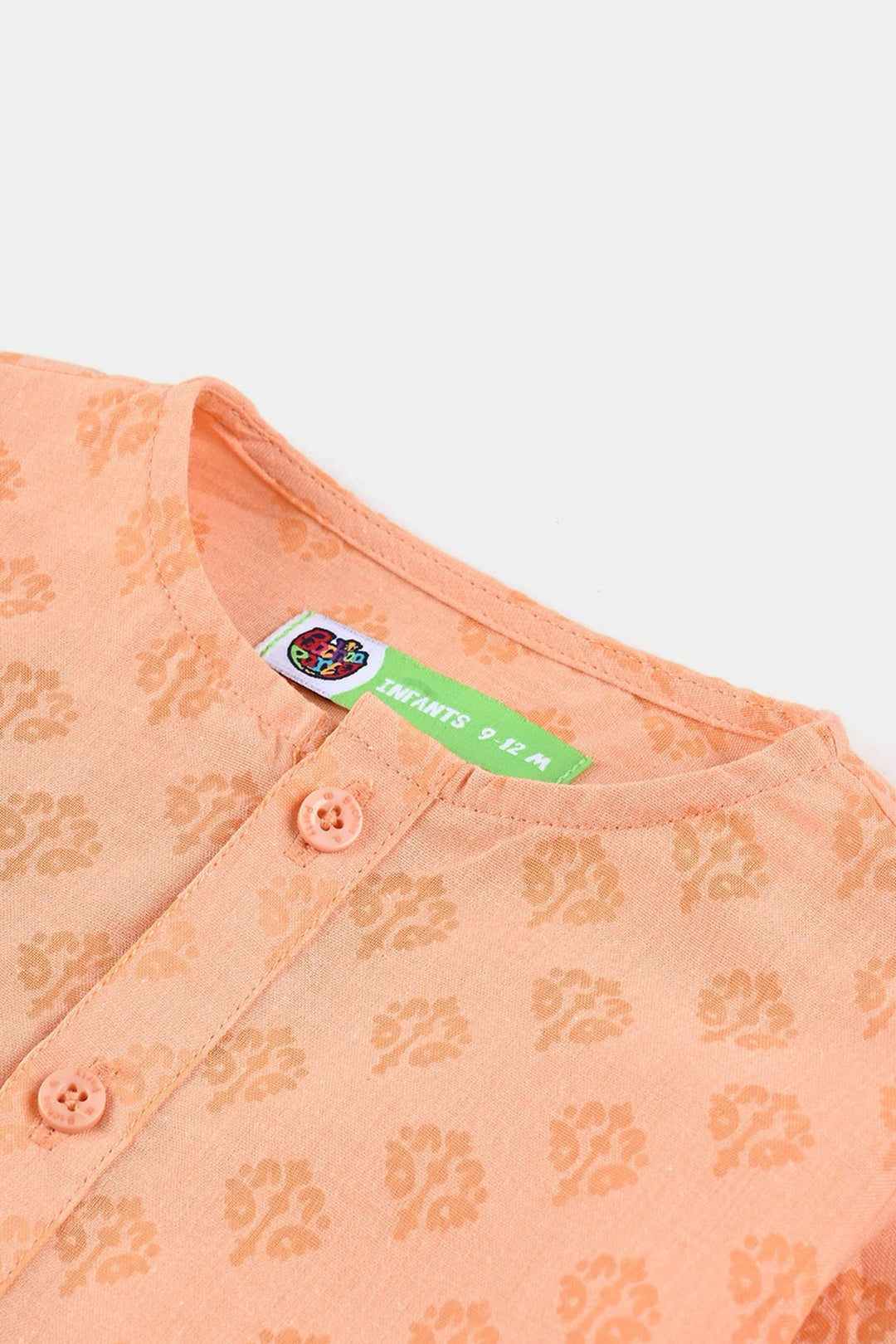 Infant Boys Poly Viscose Basic Kurta (Burn Out)-ORANGE