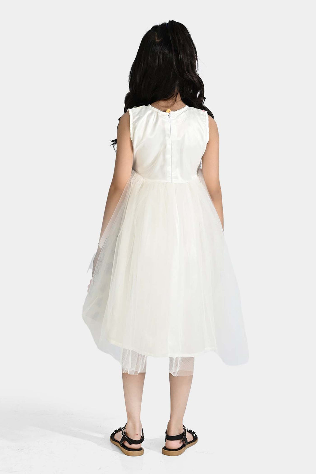 Girls Net Fancy Frock 3D Flower