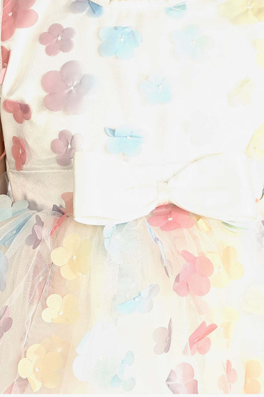 Girls Net Fancy Frock 3D Flower