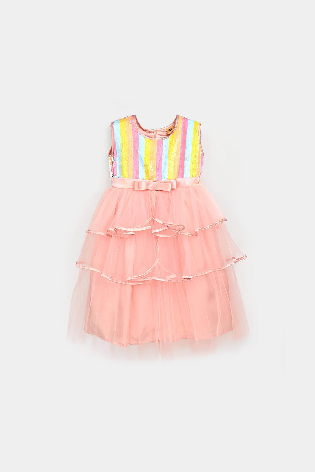 Girls Sequence Fancy Frock Multi Layer-Multi