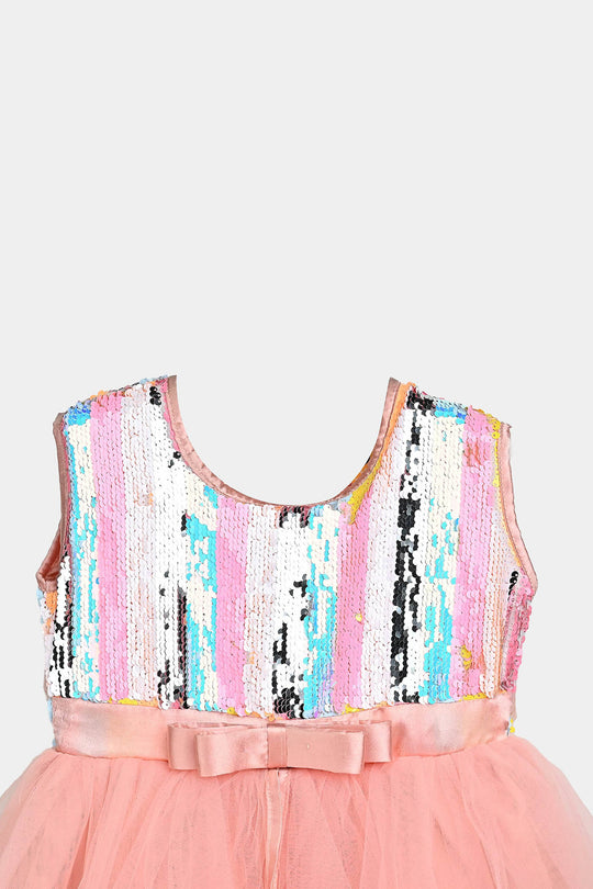 Girls Sequence Fancy Frock Multi Layer-Multi
