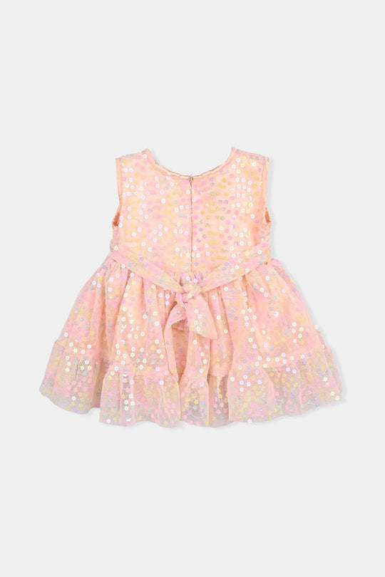 Infant Girls Sequence Fancy Frock Rainbow-Multi