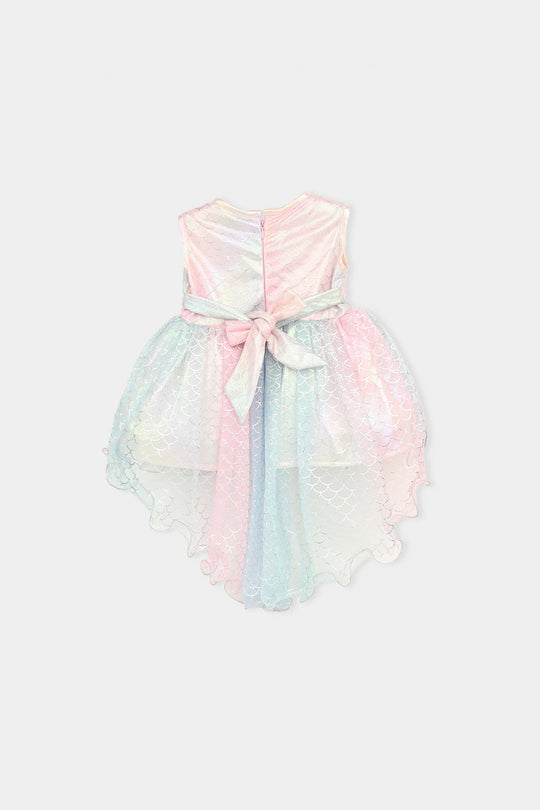 Infant Girls Net Fancy Frock Rainbow-Multi