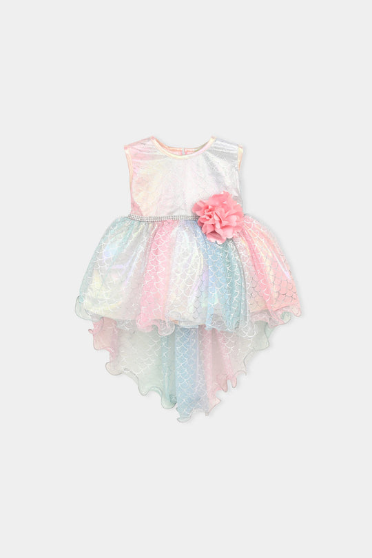 Infant Girls Net Fancy Frock Rainbow-Multi