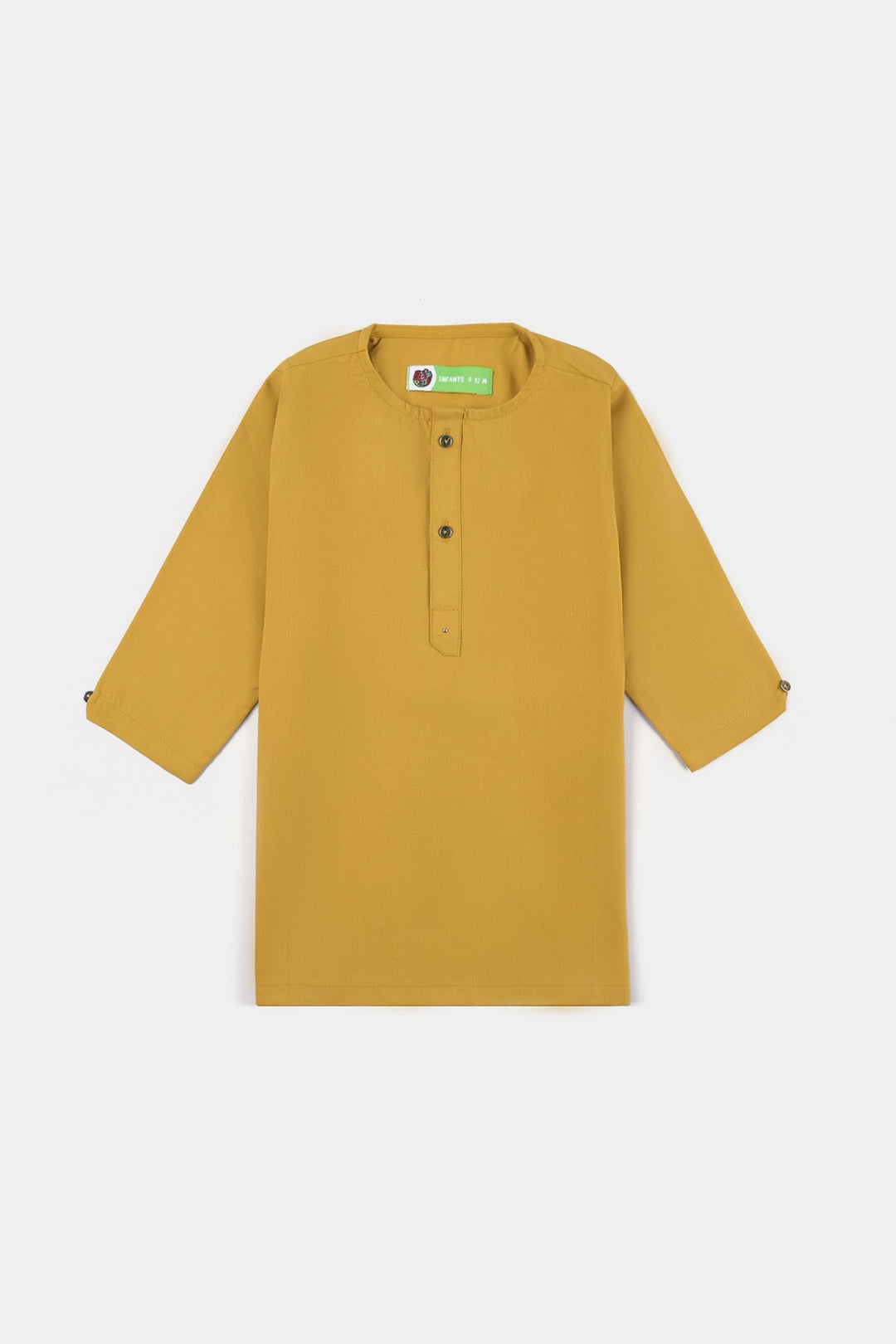 Infant Boys Poly Viscose Shalwar Suit (Cut Collar) - Mustard
