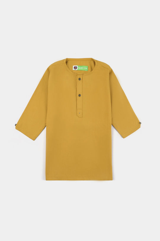 Infant Boys Poly Viscose Shalwar Suit (Cut Collar) - Mustard