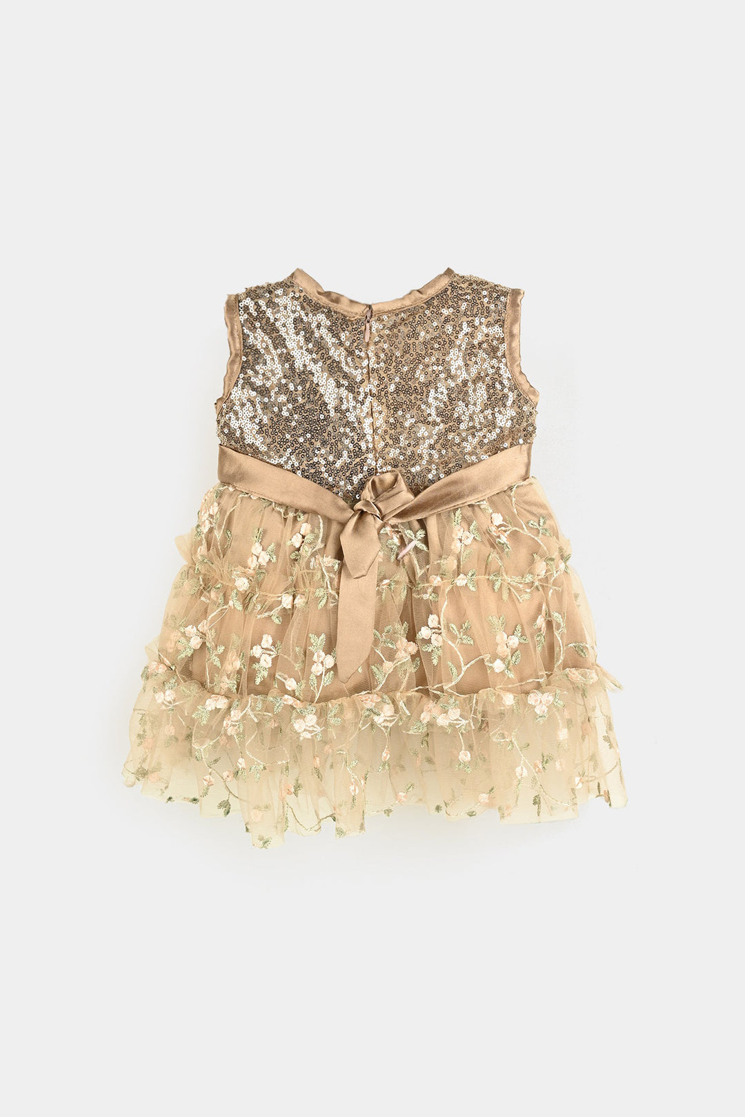 Infant Girls Net Fancy Frock Flower EMB Frill