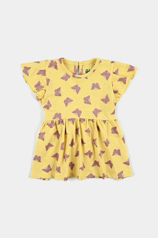 Infant Girls Cotton Jersey Knitted Frock Butter Flies