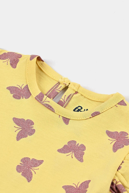 Infant Girls Cotton Jersey Knitted Frock Butter Flies