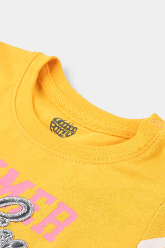 Infant Girls Cotton Jersey Knitted Frock Summer Paradise-Citrus