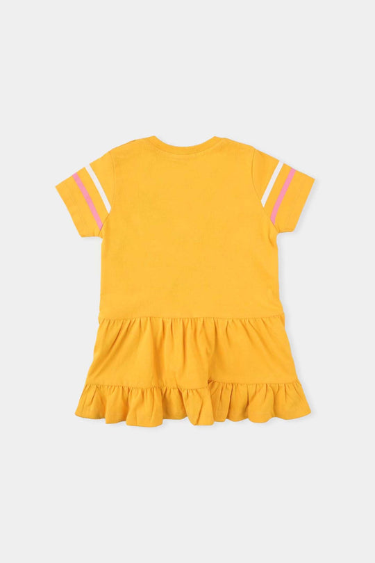 Infant Girls Cotton Jersey Knitted Frock Summer Paradise-Citrus