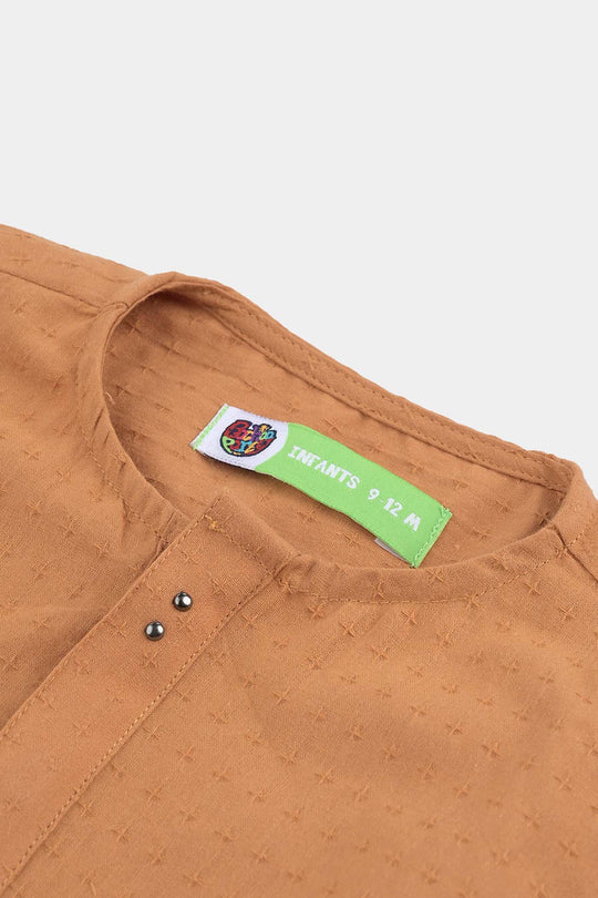 Infant Boys Cotton Jacquard Basic Kurta (Textured)