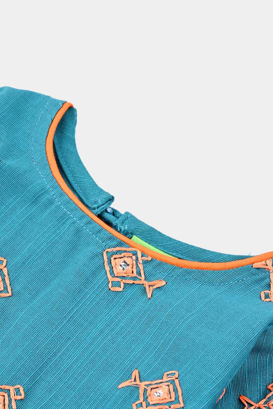 Infant Girls Cotton Slub EMB Kurti Little Fishes