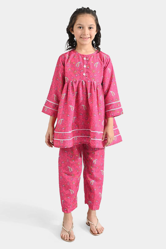 Girls Poly Lawn Printed 2 Pcs Paisley