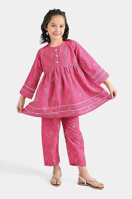 Girls Poly Lawn Printed 2 Pcs Paisley