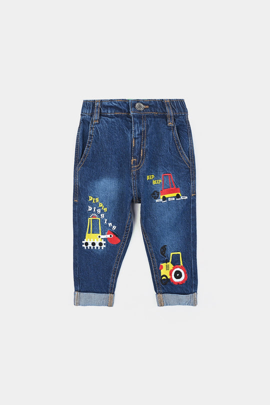 Infant Boys Denim Stretch Pant Lets Work-DARK BLUE