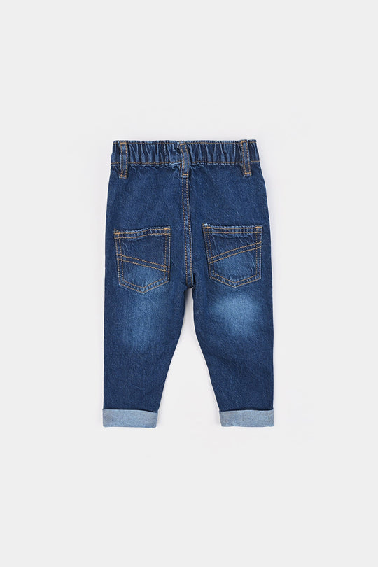 Infant Boys Denim Stretch Pant Lets Work-DARK BLUE