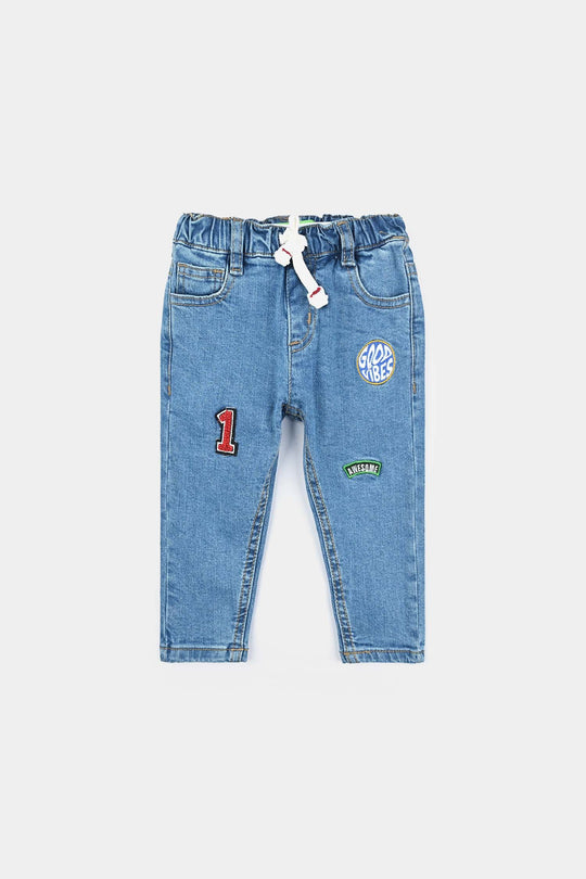Infant Boys Denim Stretch Pant Number 1 Vibes-LT.Blue