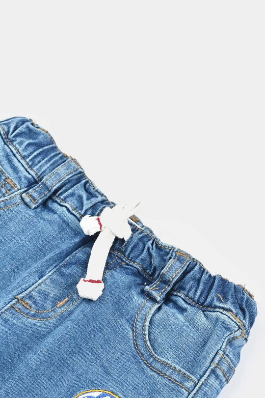 Infant Boys Denim Stretch Pant Number 1 Vibes-LT.Blue