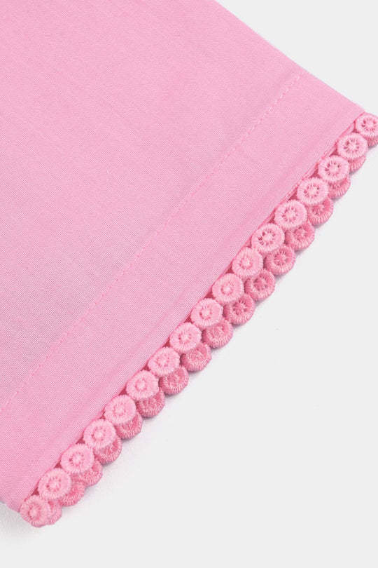 Infant Girls Cotton Poplin Emb 2 Pcs Dancing Doll-Pink