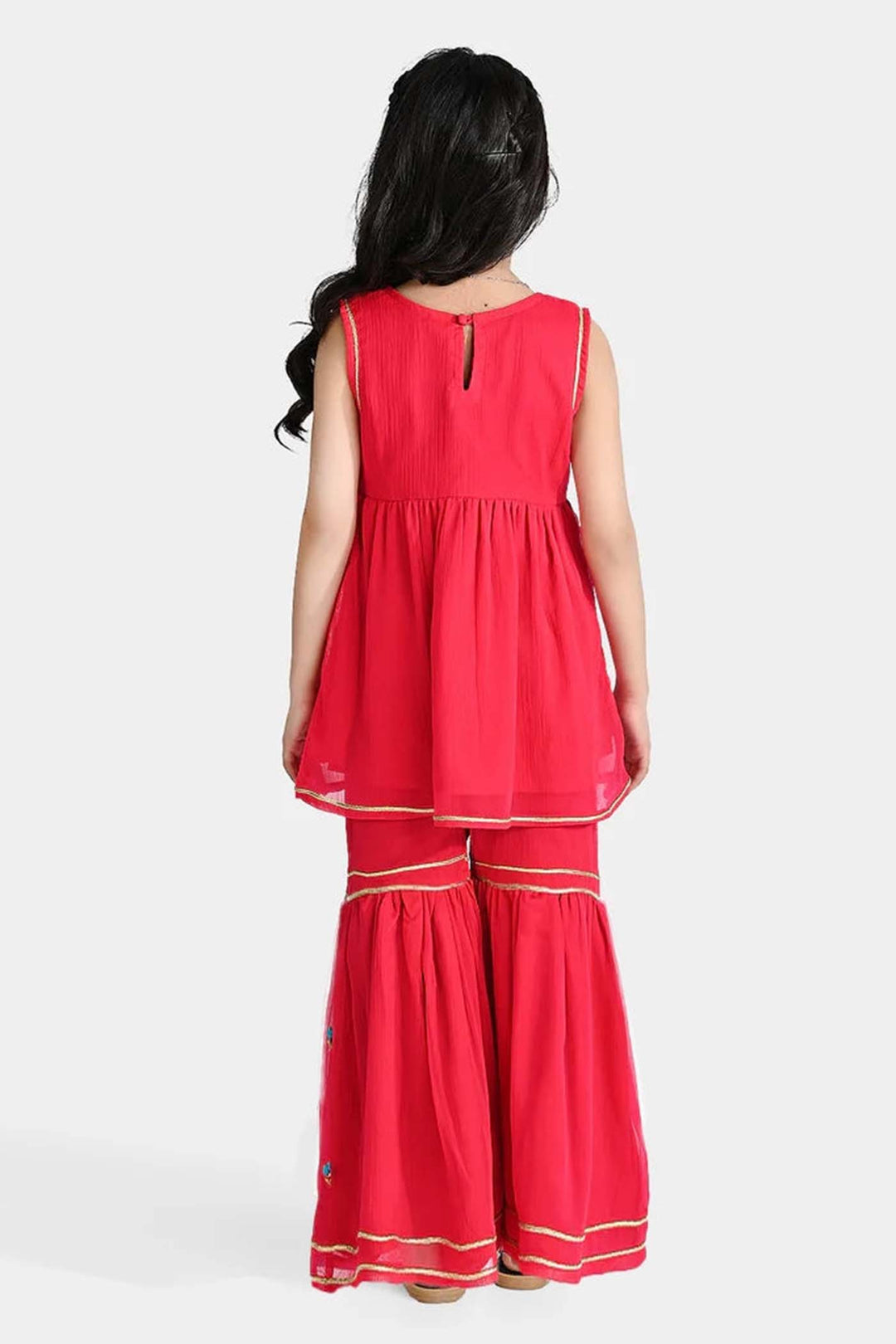 Girls Chiffon 2Pcs Suit Gulabi-Pink