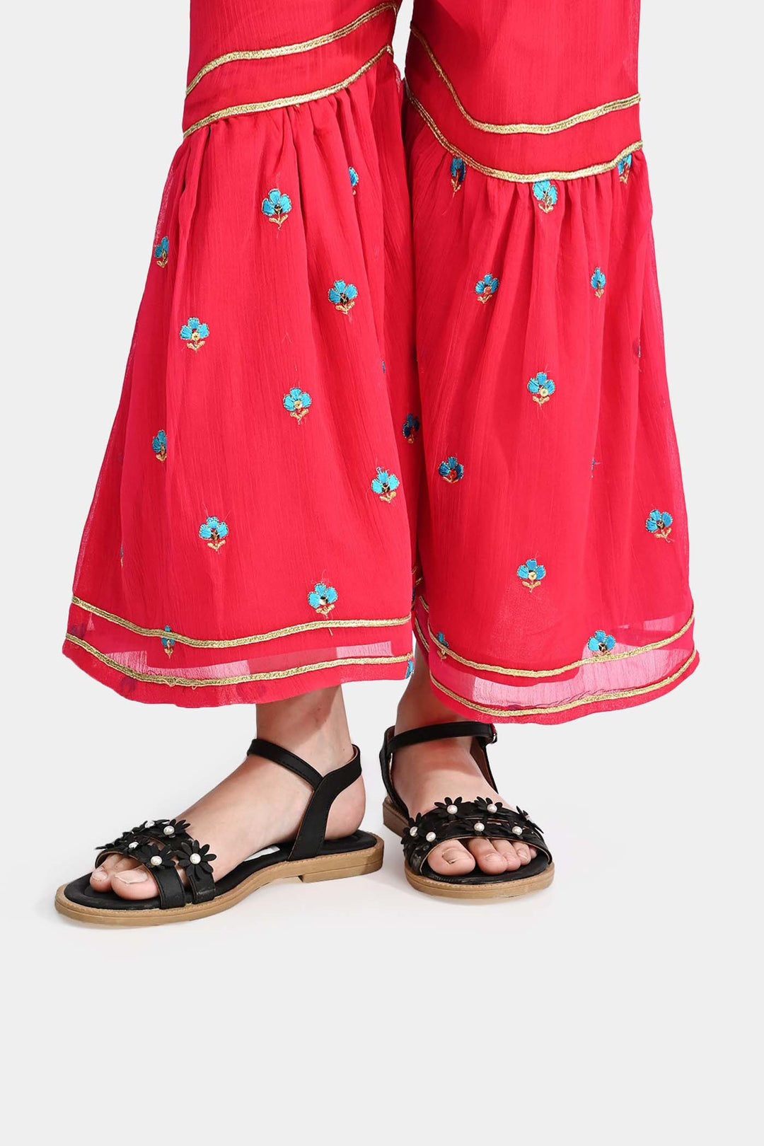 Girls Chiffon 2Pcs Suit Gulabi-Pink