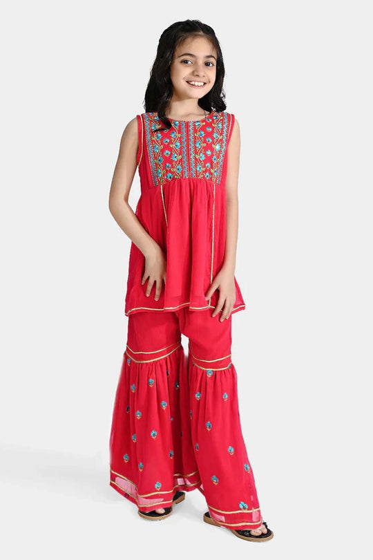 Girls Chiffon 2Pcs Suit Gulabi-Pink