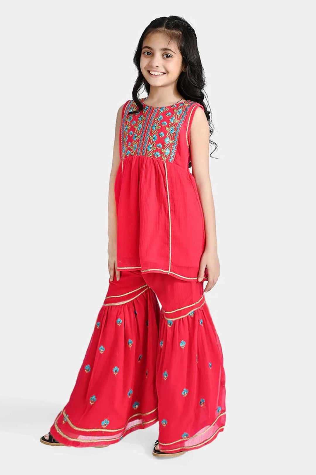 Girls Chiffon 2Pcs Suit Gulabi-Pink
