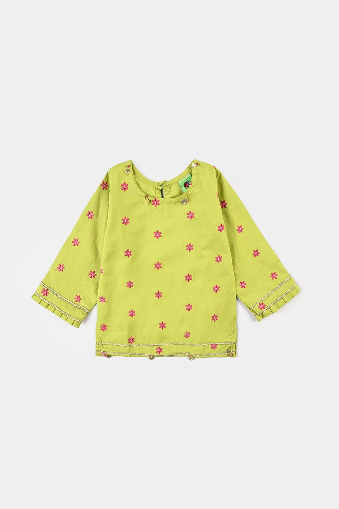 Infant Girls Cotton Poplin Emb 2Pcs Falak-Green