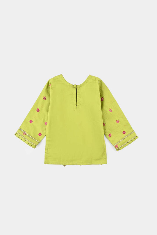 Infant Girls Cotton Poplin Emb 2Pcs Falak-Green