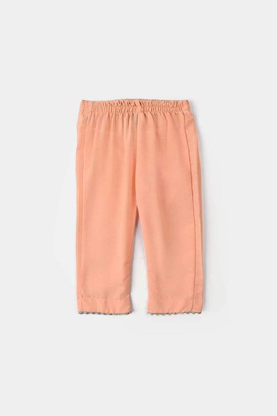Infant Girls Poly Cambric Emb 2 Pcs Reet-Peach