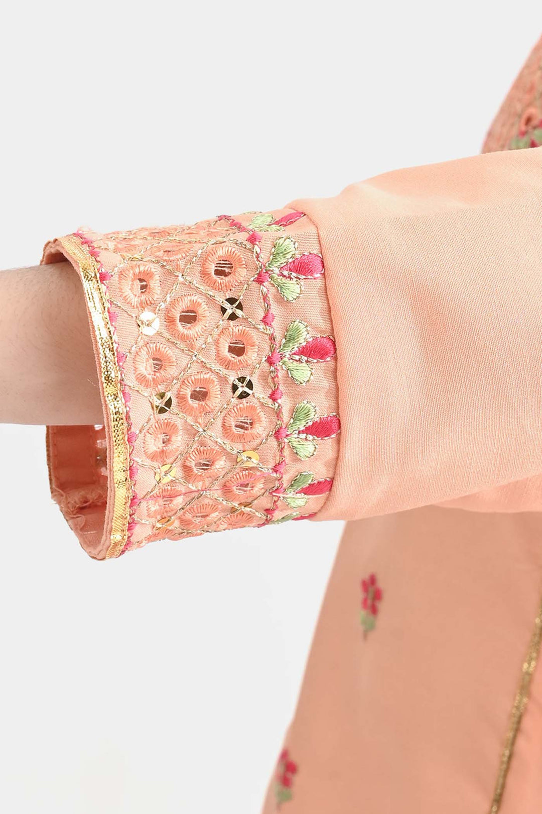 Girls Poly Cambric 2 Pcs Rangreza-Peach