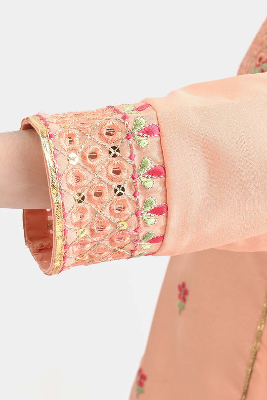 Girls Poly Cambric 2 Pcs Rangreza-Peach