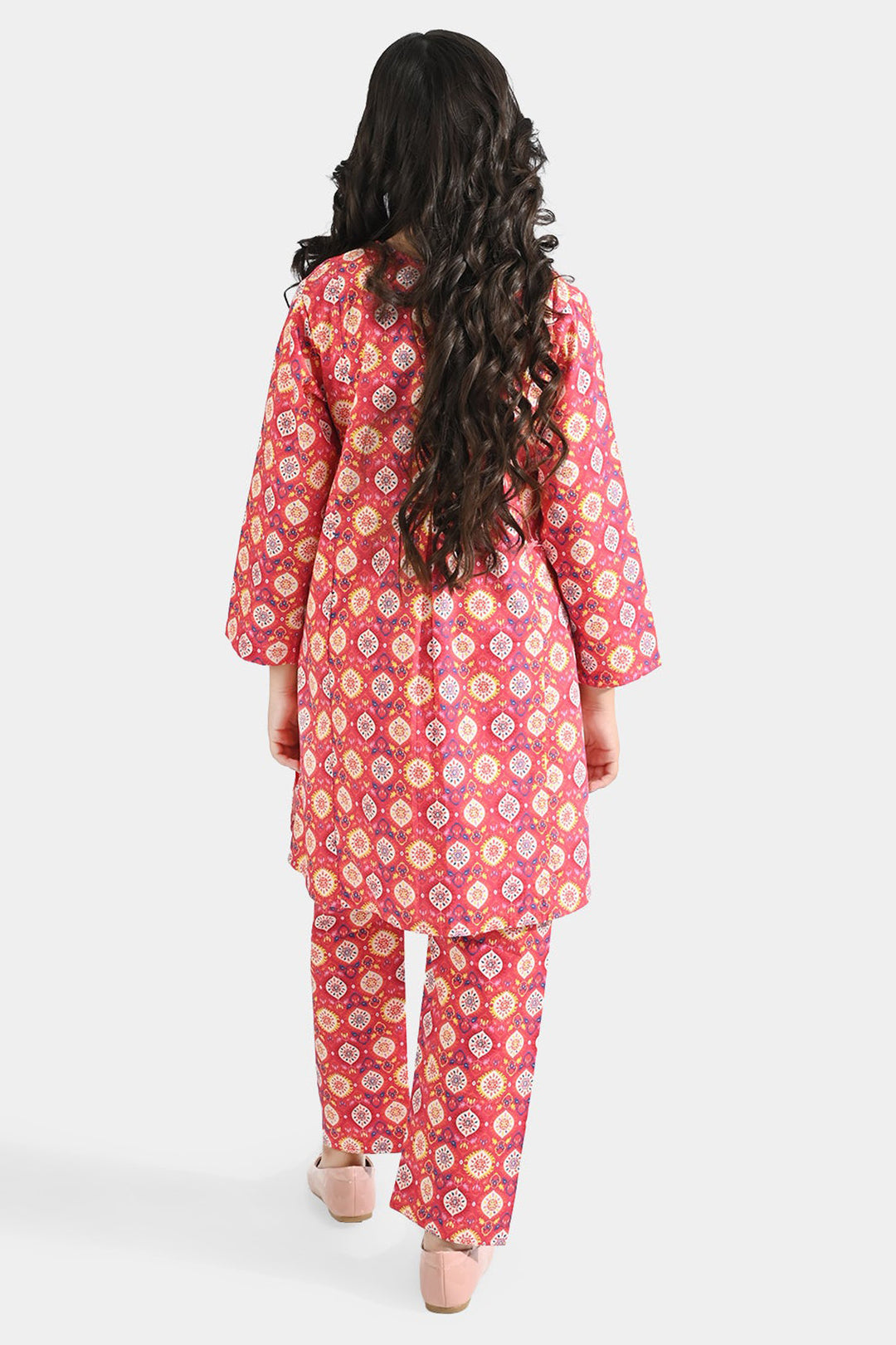 Girls Cotton Poplin Printed 2 Pcs Rangela - Pink