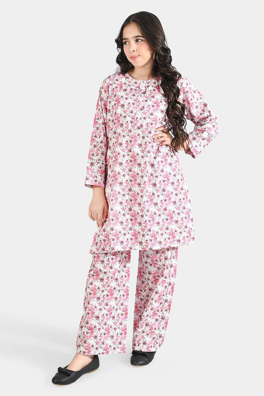 Girls Cotton Poplin Printed 2 Pcs Blossom - Multi