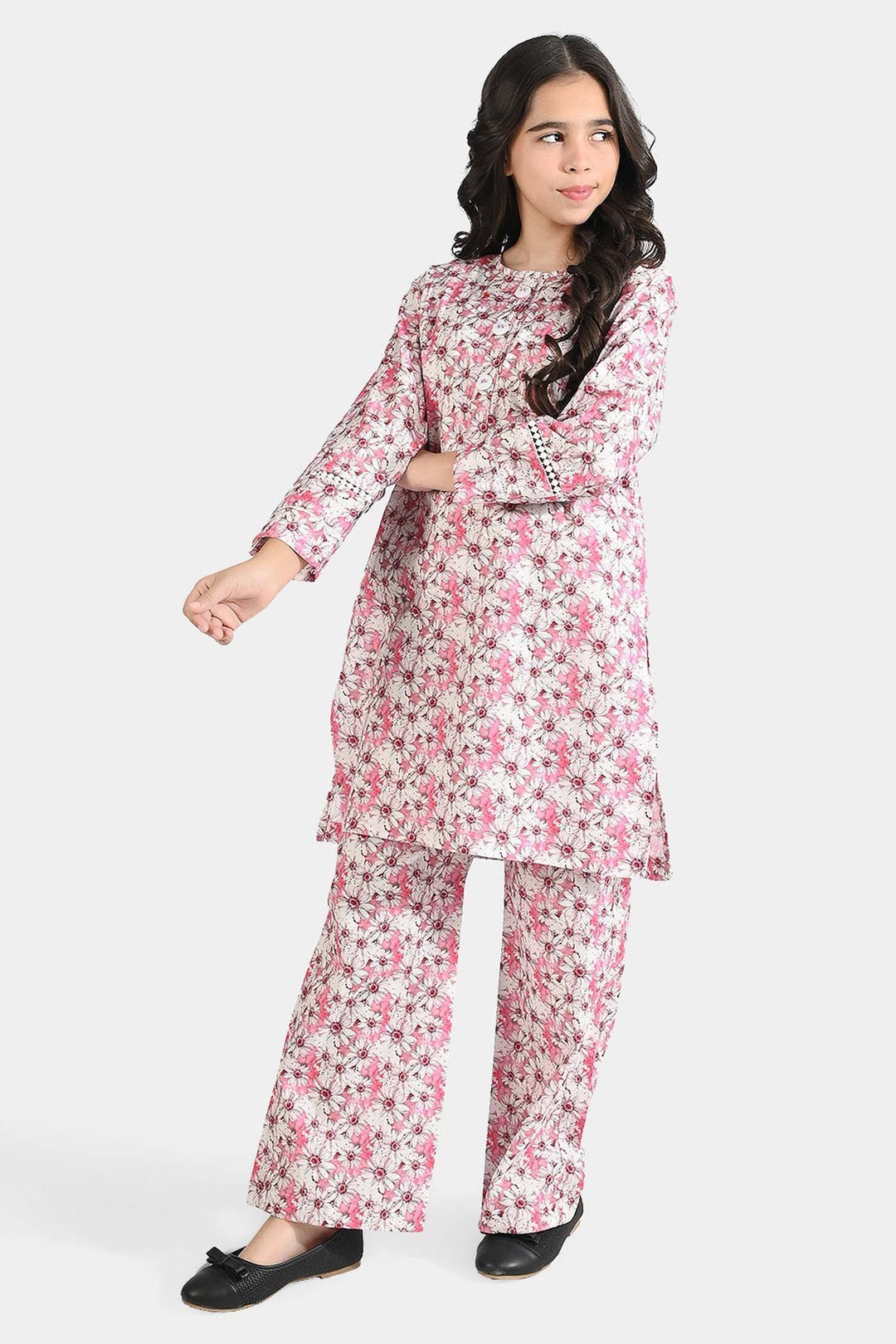 Girls Cotton Poplin Printed 2 Pcs Blossom - Multi