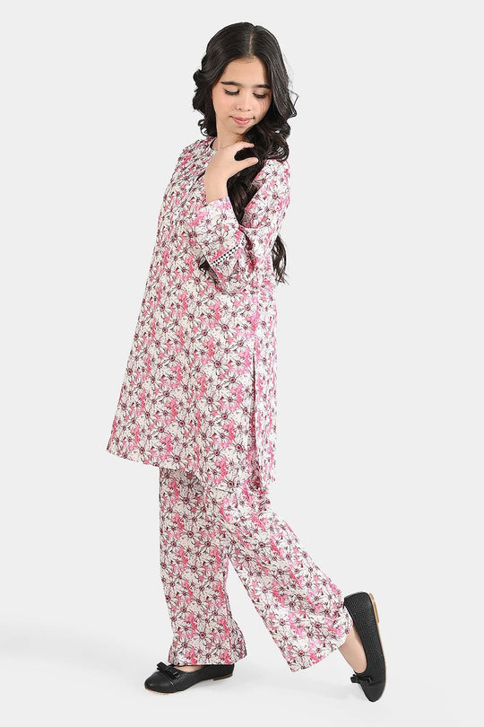 Girls Cotton Poplin Printed 2 Pcs Blossom - Multi