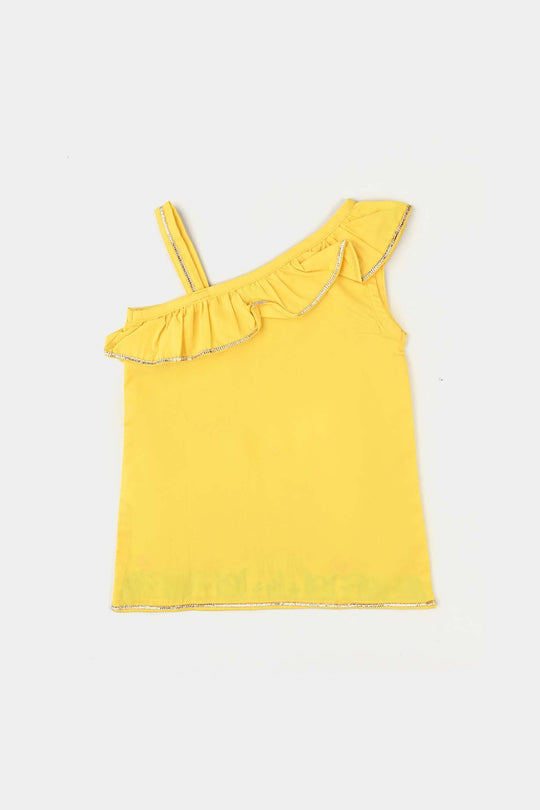 Infant Girls Cotton Poplin Emb 2 Pcs Suit -Yellow