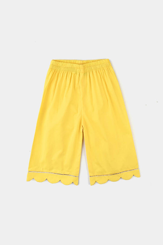 Infant Girls Cotton Poplin Emb 2 Pcs Suit -Yellow