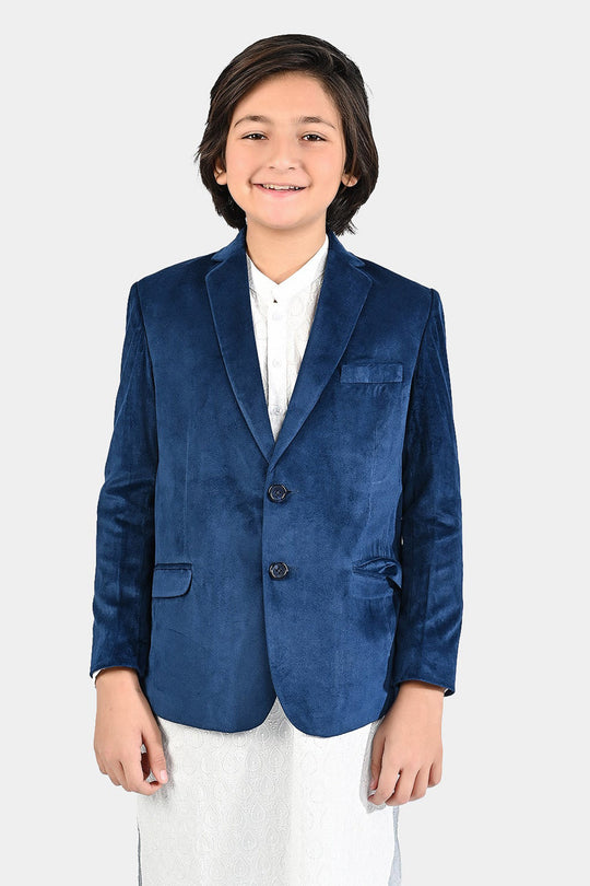 Boys Suede Blazer - Royal Blue