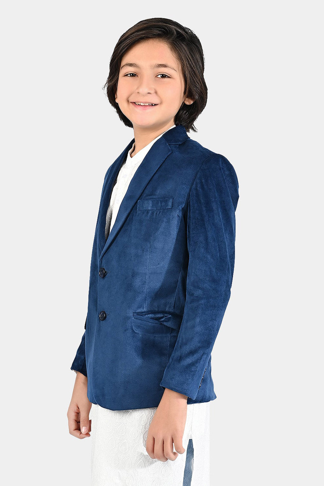 Boys Suede Blazer - Royal Blue