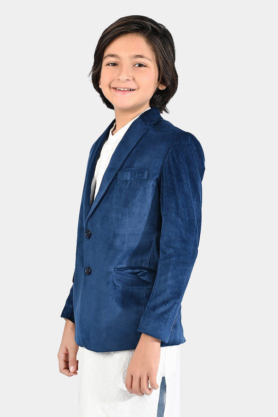 Boys Suede Blazer - Royal Blue