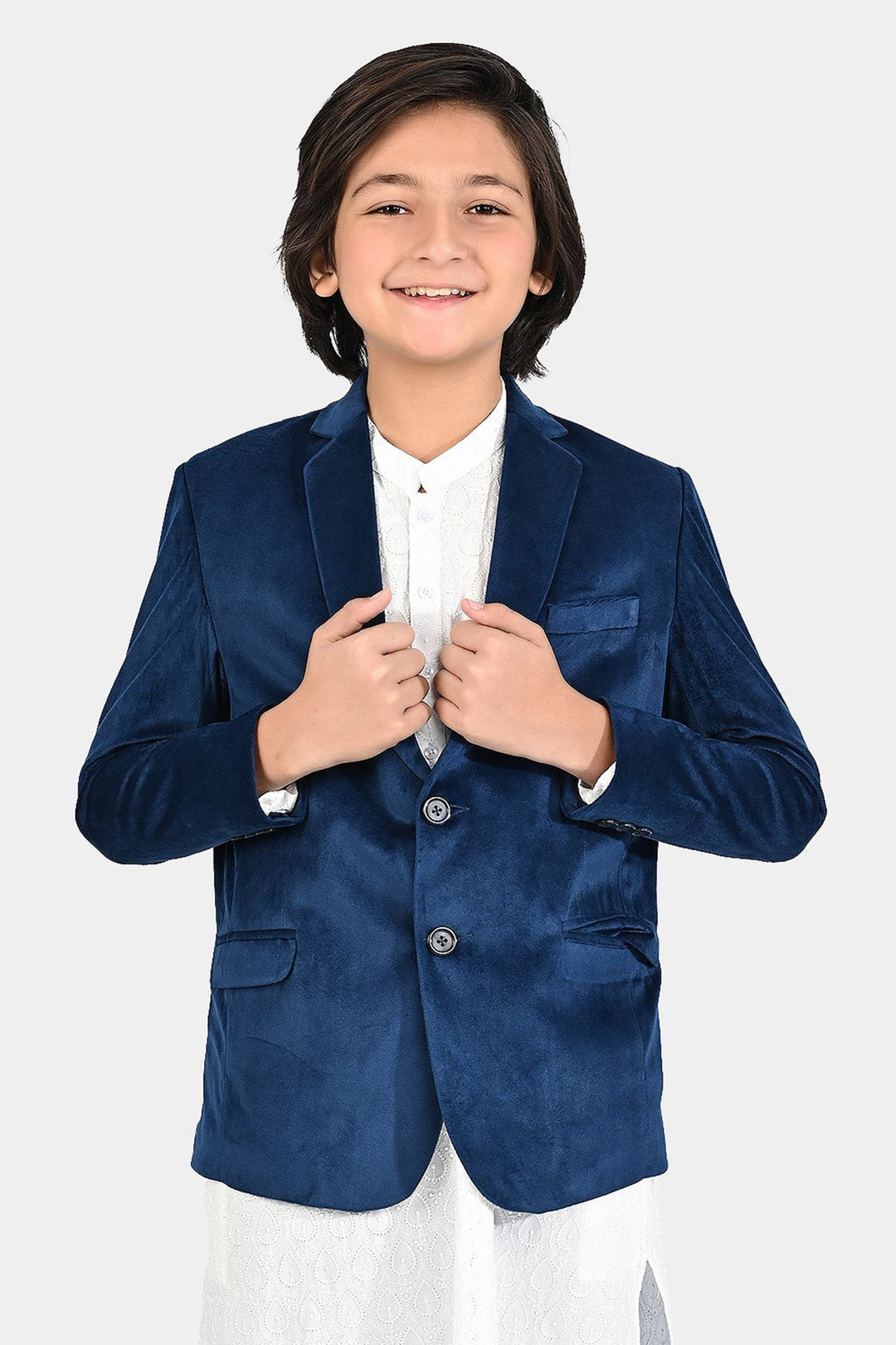 Boys Suede Blazer - Royal Blue