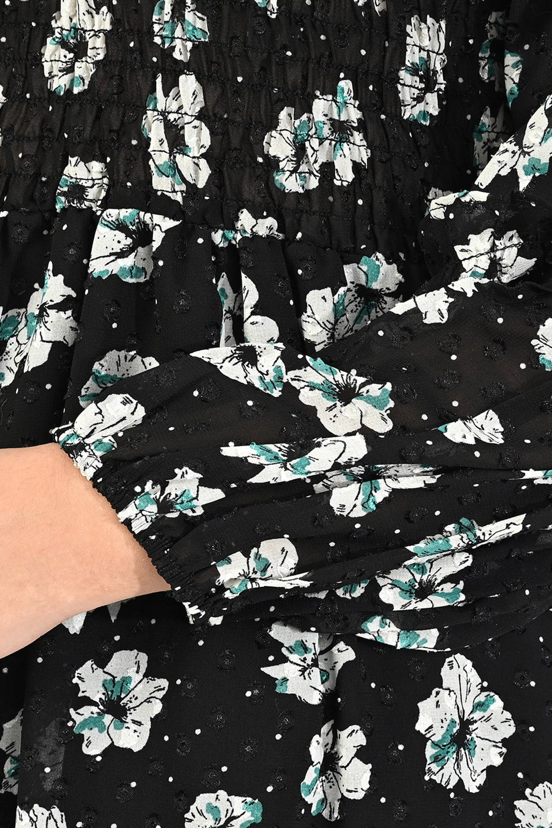 Girls Chiffon Smocking Frock-BLACK