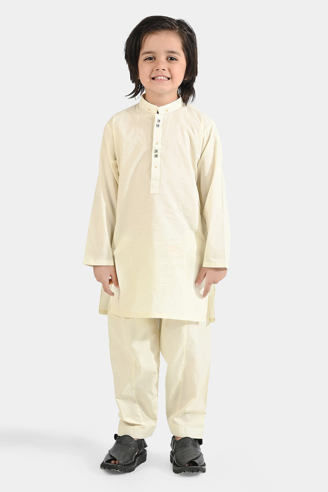 Boys Cotton Poplin Shalwar Suit (Elegant)-OFF-White