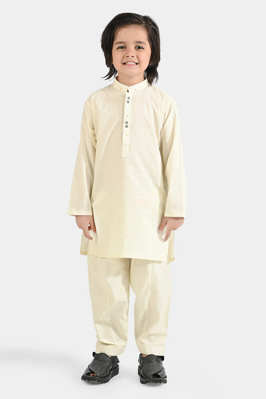 Boys Cotton Poplin Shalwar Suit (Elegant)-OFF-White